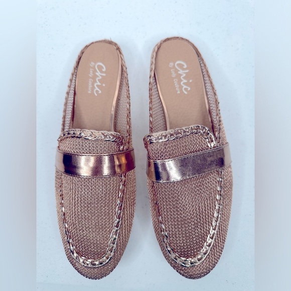 Jackpot Chic By Lady Couture Slip On Mesh Mule Golden Rose Shoe US Size 9 - Picture 3 of 9